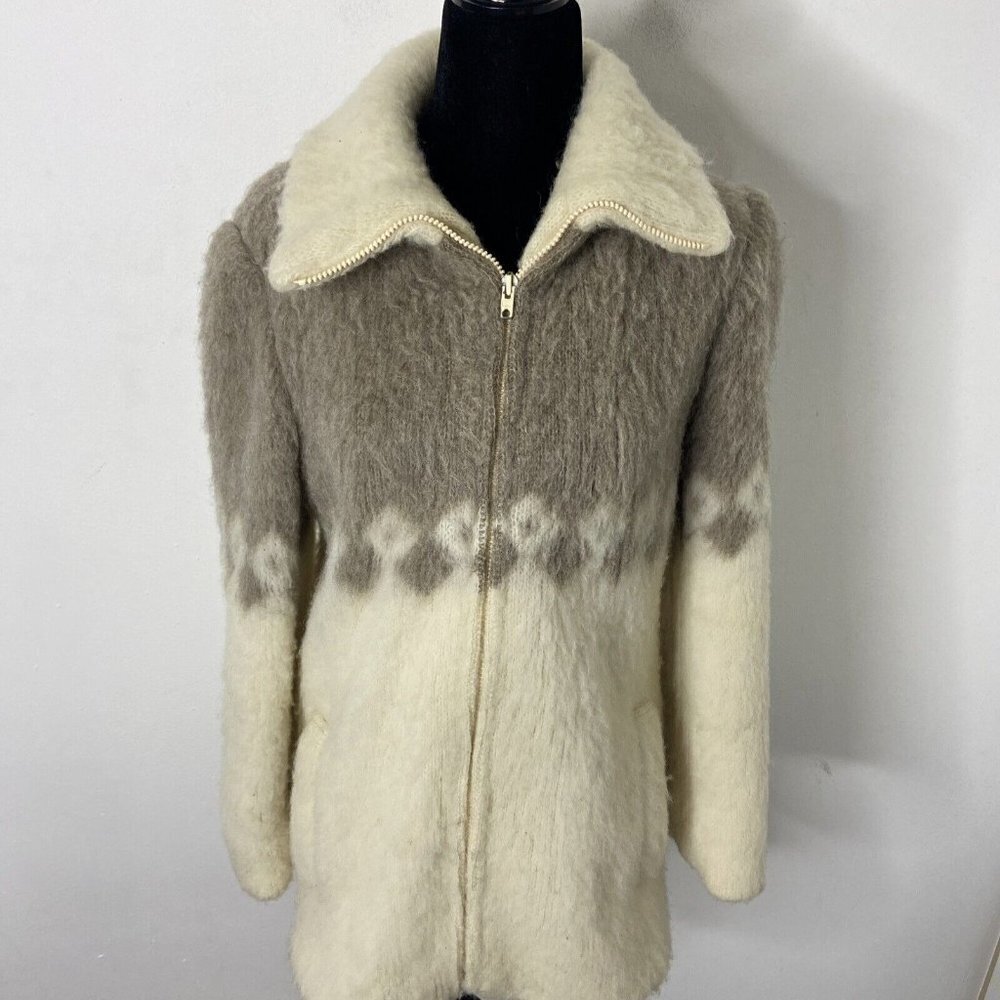 Vintage Hilda Ltd Made In Iceland Virgin‎ Wool Sweater Jacket Coat Womens XS/S